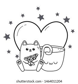 Kawaii of cat cartoon design