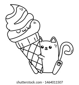 Kawaii of cat cartoon design