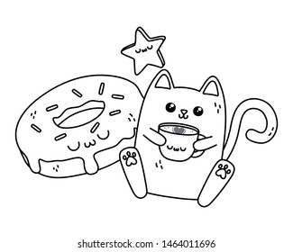 Kawaii of cat cartoon design