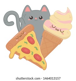 Kawaii of cat cartoon design