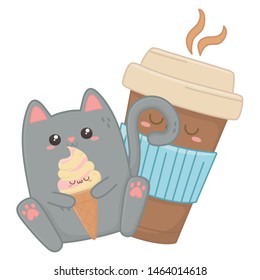 Kawaii of cat cartoon design