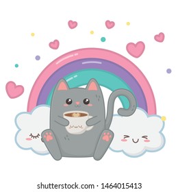 Kawaii of cat cartoon design