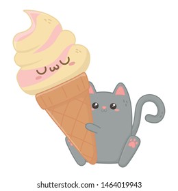 Kawaii of cat cartoon design