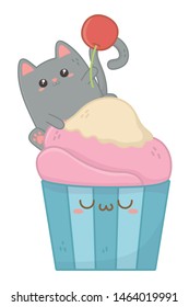 Kawaii of cat cartoon design