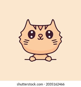 Kawaii cat cartoon vector peeking. Perfect for Nursery kids, greeting card, baby shower girl, fabric design.