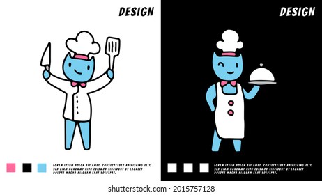 kawaii cat in chef uniform cartoon. illustration for t shirt, poster, logo, sticker, or apparel merchandise.