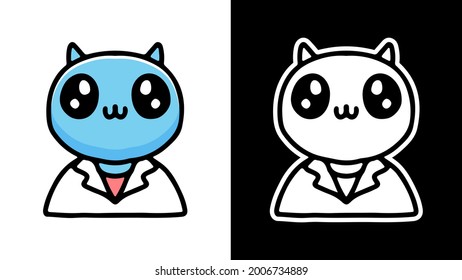 kawaii cat doctor mascot cartoon. illustration for t shirt, poster, logo, sticker, or apparel merchandise.