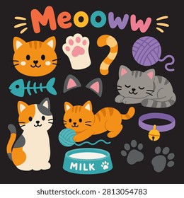 Kawaii Cat Elements Sticker Set
