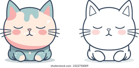 Kawaii cat flat Icon vector. Cute cat-flat illustration. Cute Kawaii cat flat illustration, Art, Icons, and Graphics.