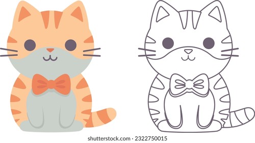 Kawaii cat flat Icon vector. Cute cat-flat illustration. Cute Kawaii cat flat illustration, Art, Icons, and Graphics.