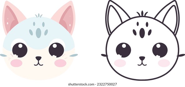 Kawaii cat flat Icon vector. Cute cat-flat illustration. Cute Kawaii cat flat illustration, Art, Icons, and Graphics.