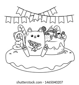 Kawaii Cat Happy Birthday Cake Design Stock Vector Royalty Free Kawaii Cat Happy Birthday Cake Design Stock Vector Royalty Free