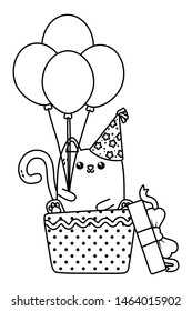 Kawaii cat and happy birthday design