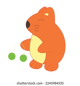 Kawaii cat playing lato-lato. Editable vector illustration with white background.