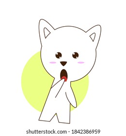 The kawaii cat is in shock. Vector illustration