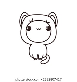 Kawaii cat sitting coloring page