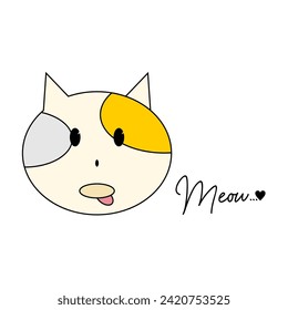 Kawaii cat with a smile Cartoon Pet Isolated.