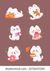 Kawaii Cat with Sweet Desserts and Fun Moments illustration