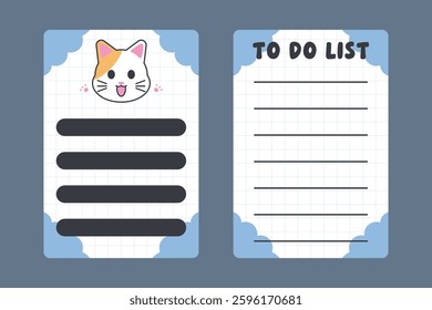 Kawaii Cat Themed To Do List and Notes Template