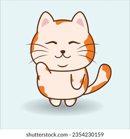 kawaii cat vector design suitable for t-shirt, logo, mug, sticker, etc.  Eps 10