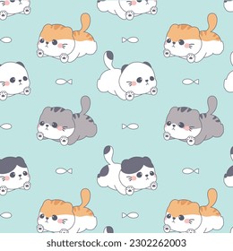 Kawaii Cat wallpaper seamless pattern 