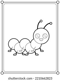 kawaii caterpillar suitable for children's coloring page vector illustration