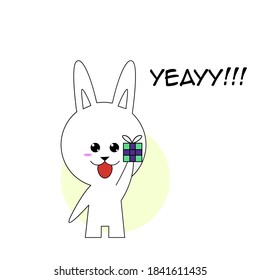Kawaii cats get gifts. Vector illustration