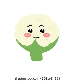 Kawaii cauliflower emoji isolated on white background