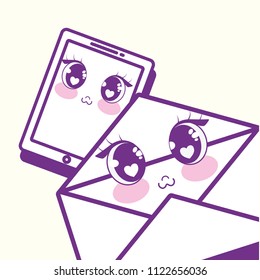 kawaii cellphone and envelope