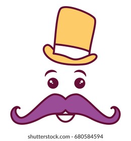 kawaii character with hat and mustache