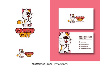 kawaii character mascot. cute Candy cat mascot logo. adorable character. vector illustration