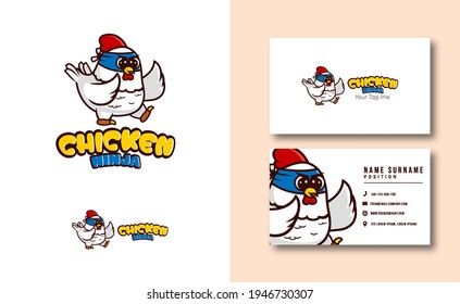 kawaii character mascot. cute chicken ninja mascot logo. adorable character. vector illustration