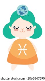 kawaii character of piscis zodiac symbol