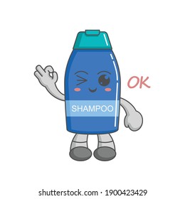 Kawaii character of shampoo ok finger