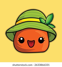 Kawaii Character with summer hat illustration design