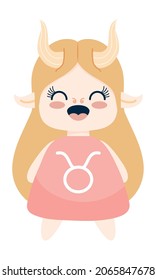 kawaii character of taurus zodiac symbol