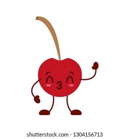 kawaii cherry cartoon character