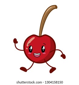 kawaii cherry cartoon character