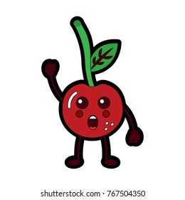 kawaii cherry cartoon fruit facial expression