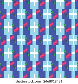 Kawaii Cherry Couples Seamless Vector Pattern Design