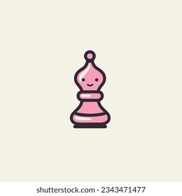 Kawaii Chess Pawn Logo Simple and Cute Designs