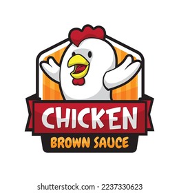 The kawaii Chicken logo is cheering a simple chicken logo