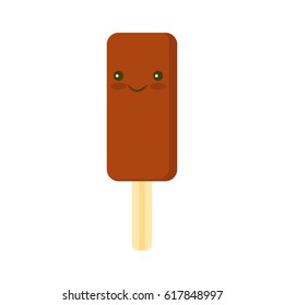Kawaii Chocolate Dipped Vanilla Ice Cream Bars icons in flat design