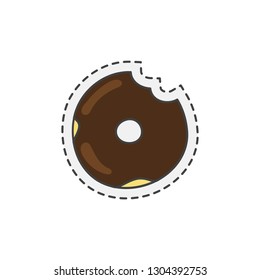 Kawaii chocolate donuts. Cute hand drawn colored vector. editable stroke.