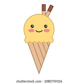 kawaii chocolate ice cream cartoon character