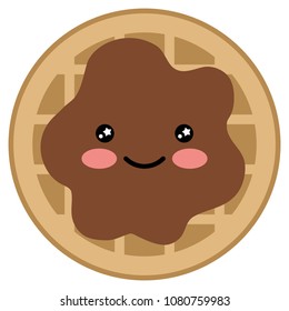 kawaii chocolate waffle cartoon character