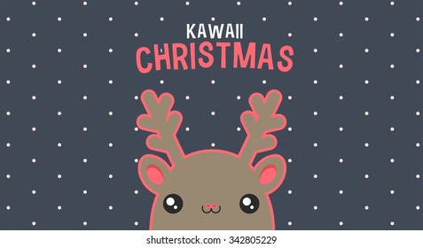 Kawaii Christmas Background Postcard