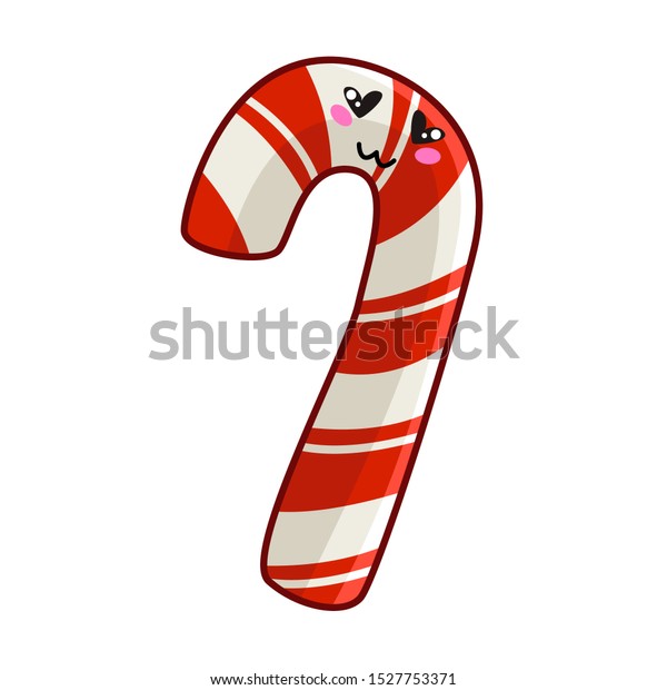 Kawaii Christmas Candy Cane Sweet Lollipop Stock Vector Royalty Free 1527753371