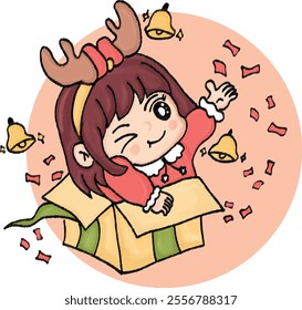 kawaii christmas chibi art elemen illustration