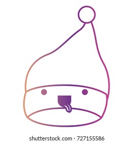 kawaii christmas hat santa claus with tongue out expression on gradient color silhouette from yellow to fuchsia vector illustration